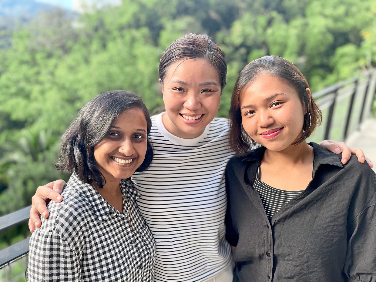 (From left) Jananie, Lim and Ruhaishah from Kryss Network. Photo: The Star/Ming Teoh