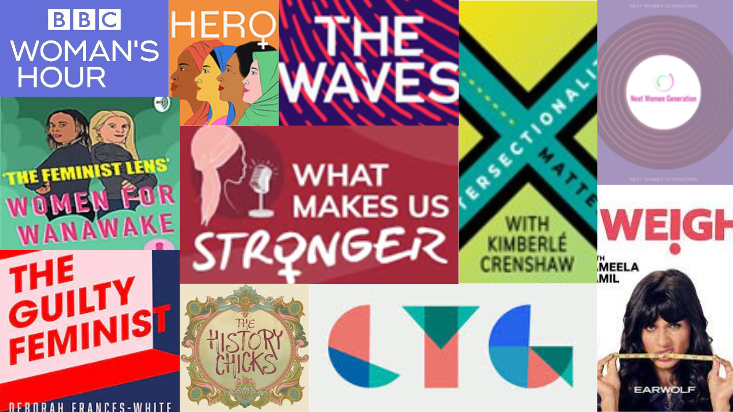 Collage of Podcast Covers for Women's History Month